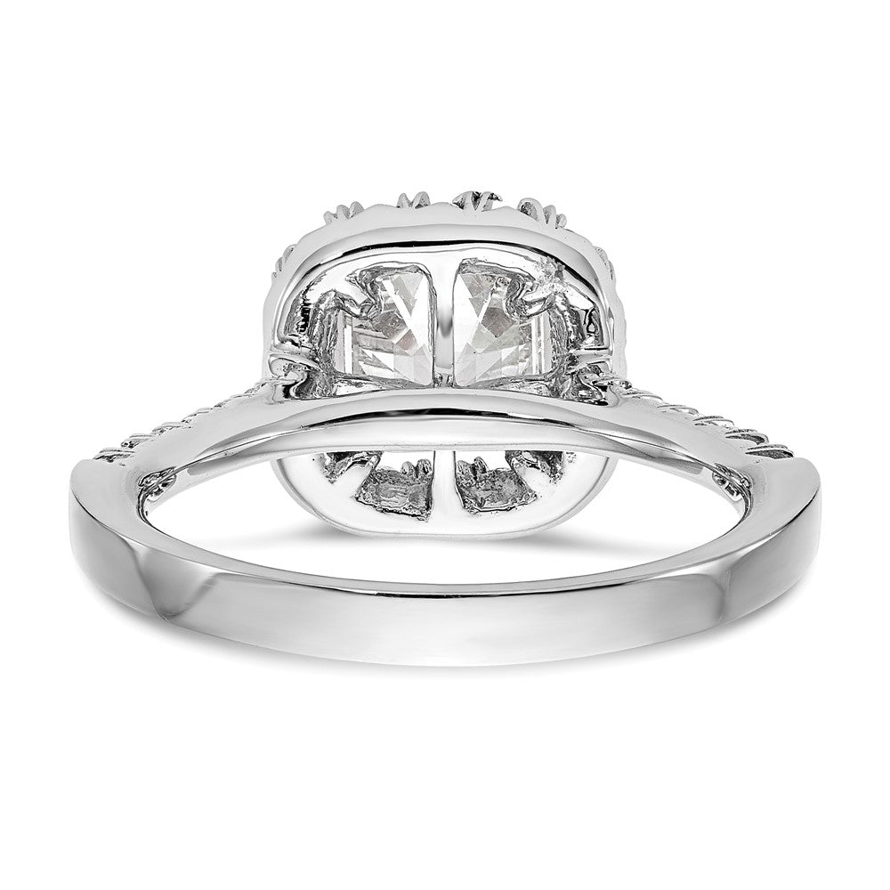 True Origin 14K White Gold 1/2 carat Lab Grown Diamond VS+ F+ Semi-Mount Asscher Halo Engagement Ring