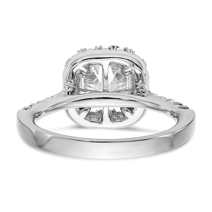 True Origin 14K White Gold 1/2 carat Lab Grown Diamond VS+ F+ Semi-Mount Asscher Halo Engagement Ring