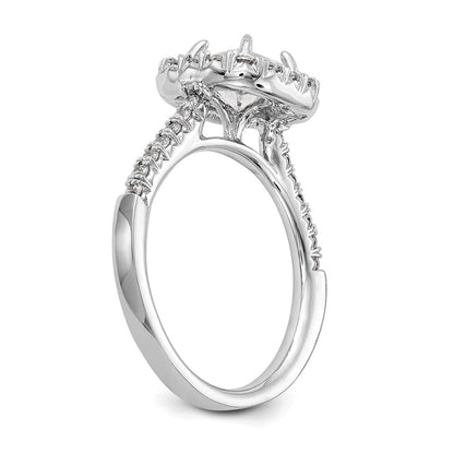 True Origin 14K White Gold 1/2 carat Lab Grown Diamond VS+ F+ Semi-Mount Asscher Halo Engagement Ring