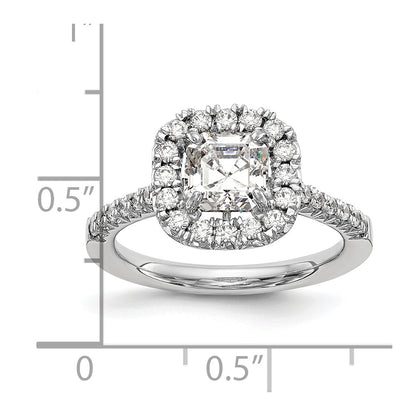 True Origin 14K White Gold 1/2 carat Lab Grown Diamond VS+ F+ Semi-Mount Asscher Halo Engagement Ring