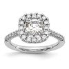 True Origin 14K White Gold 1/2 carat Lab Grown Diamond VS+ F+ Semi-Mount Asscher Halo Engagement Ring