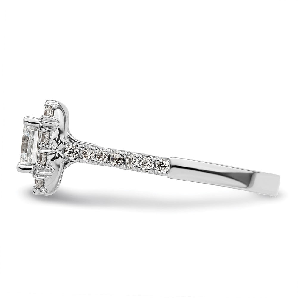 14k White Gold Halo (Holds 1.25 carat (6mm) Asscher-cut Center) 1/2 carat Diamond Semi-mount Engagement Ring