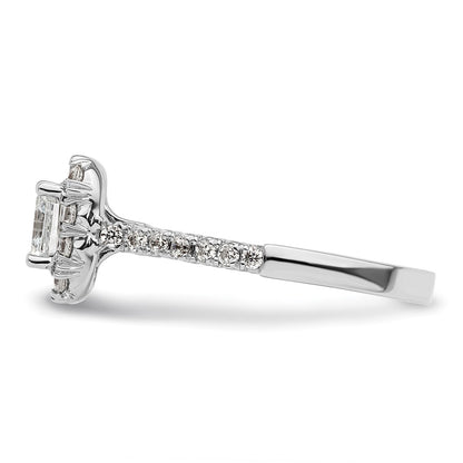 14k White Gold Halo (Holds 1.25 carat (6mm) Asscher-cut Center) 1/2 carat Diamond Semi-mount Engagement Ring