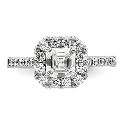 14k White Gold Halo (Holds 1.25 carat (6mm) Asscher-cut Center) 1/2 carat Diamond Semi-mount Engagement Ring