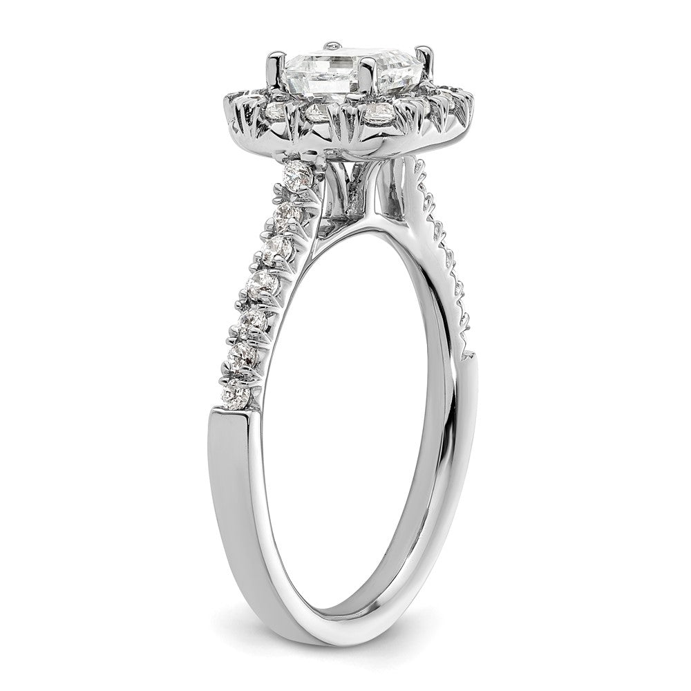 14k White Gold Halo (Holds 1.25 carat (6mm) Asscher-cut Center) 1/2 carat Diamond Semi-mount Engagement Ring