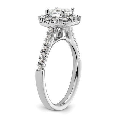 14k White Gold Halo (Holds 1.25 carat (6mm) Asscher-cut Center) 1/2 carat Diamond Semi-mount Engagement Ring