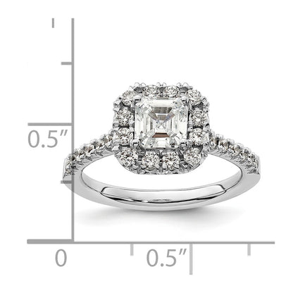 14k White Gold Halo (Holds 1.25 carat (6mm) Asscher-cut Center) 1/2 carat Diamond Semi-mount Engagement Ring