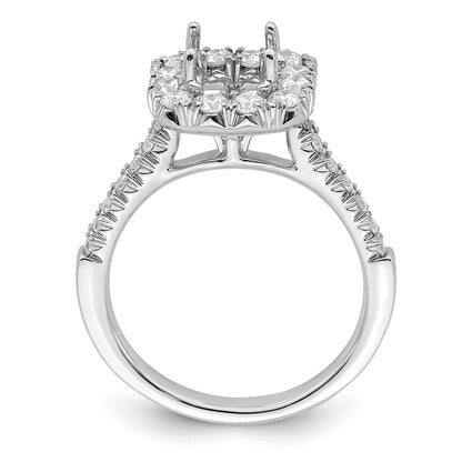 14k White Gold Halo (Holds 1.5 carat (6.25mm) Asscher-cut Center) 3/4 carat Diamond Semi-mount Engagement Ring