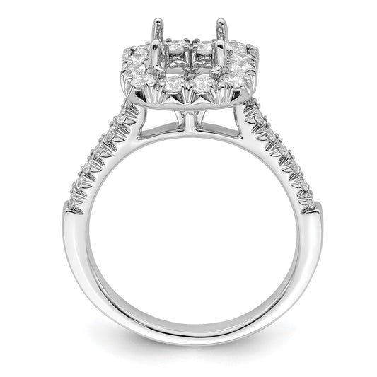 True Origin 14K White Gold 3/4 carat Lab Grown Diamond VS+ F+ Semi-Mount Asscher Halo Engagement Ring