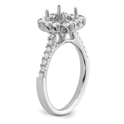 14k White Gold Halo (Holds 1.5 carat (6.25mm) Asscher-cut Center) 3/4 carat Diamond Semi-mount Engagement Ring