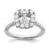 14k White Gold Halo (Holds 1.5 carat (6.25mm) Asscher-cut Center) 3/4 carat Diamond Semi-mount Engagement Ring