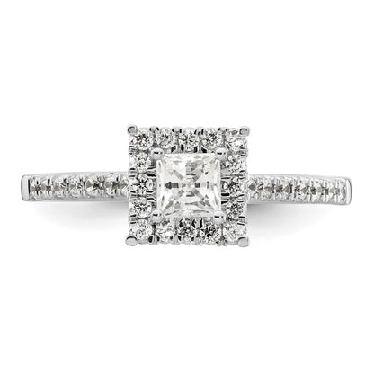 14k White Gold Halo (Holds 1/3 carat (3.9mm) Princess Center) 1/3 carat Diamond Semi-mount Engagement Ring
