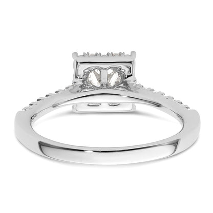14k White Gold Halo (Holds 1/3 carat (3.9mm) Princess Center) 1/3 carat Diamond Semi-mount Engagement Ring