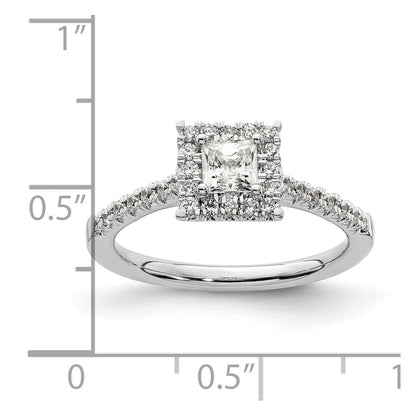 14k White Gold Halo (Holds 1/3 carat (3.9mm) Princess Center) 1/3 carat Diamond Semi-mount Engagement Ring