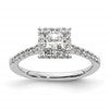 14k White Gold Halo (Holds 1/3 carat (3.9mm) Princess Center) 1/3 carat Diamond Semi-mount Engagement Ring