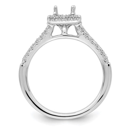 14k White Gold Halo (Holds 1/2 carat (4.4mm) Princess Center) 1/3 carat Diamond Semi-mount Engagement Ring