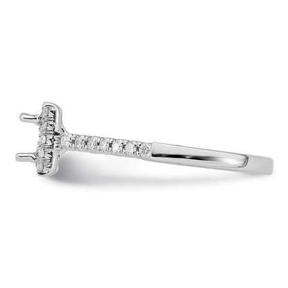 14k White Gold Halo (Holds 1/2 carat (4.4mm) Princess Center) 1/3 carat Diamond Semi-mount Engagement Ring