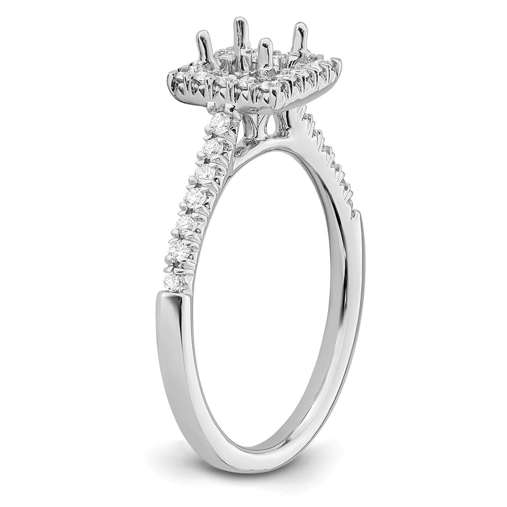 True Origin 14K White Gold 1/3 carat Lab Grown Diamond VS+ F+ Semi-Mount Princess Halo Engagement Ring