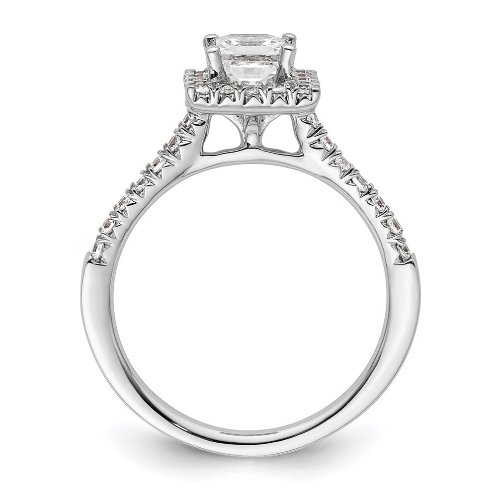 14k White Gold Halo (Holds 3/4 carat (4.9mm) Princess Center) 1/3 carat Diamond Semi-mount Engagement Ring