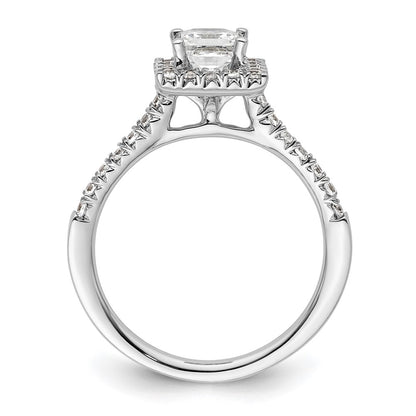14k White Gold Halo (Holds 3/4 carat (4.9mm) Princess Center) 1/3 carat Diamond Semi-mount Engagement Ring