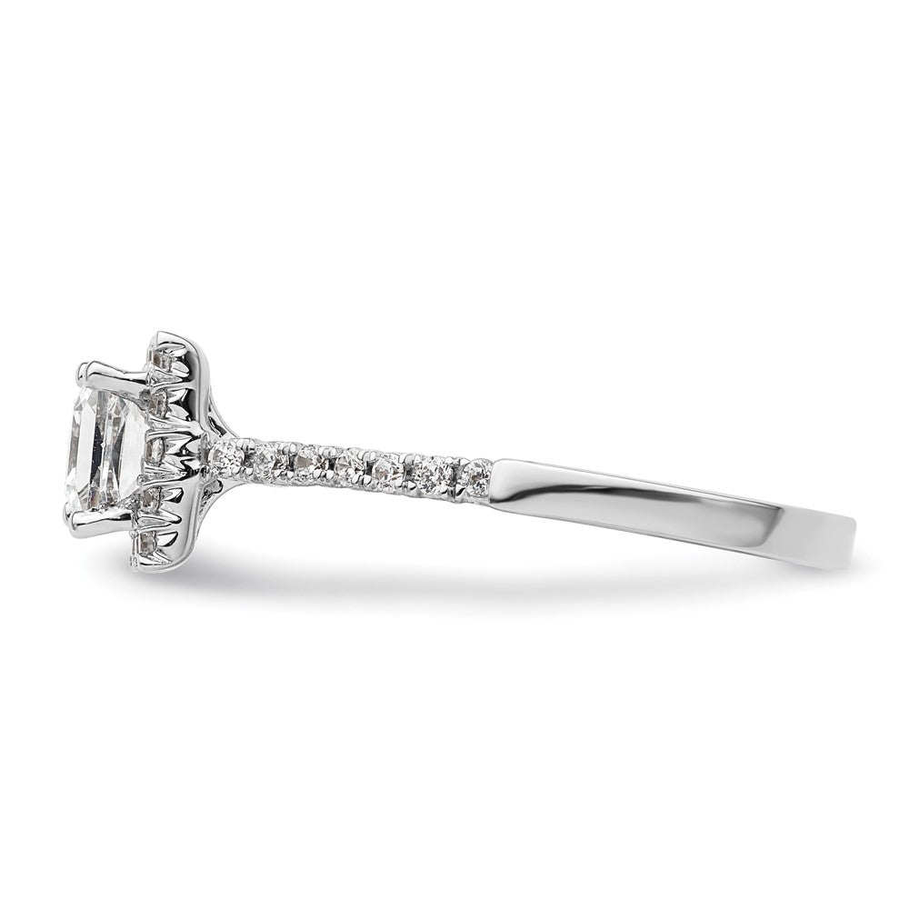 14k White Gold Halo (Holds 3/4 carat (4.9mm) Princess Center) 1/3 carat Diamond Semi-mount Engagement Ring