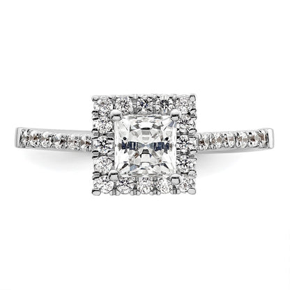 14k White Gold Halo (Holds 3/4 carat (4.9mm) Princess Center) 1/3 carat Diamond Semi-mount Engagement Ring