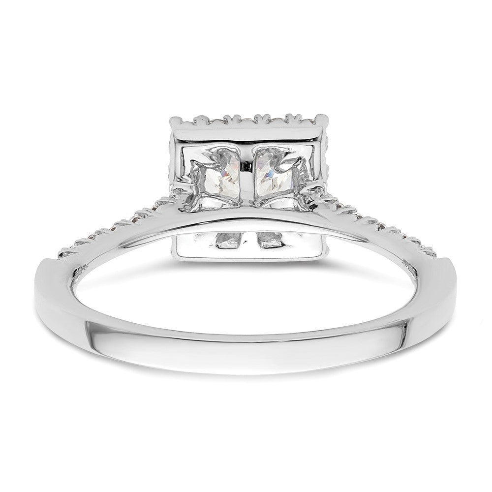 14k White Gold Halo (Holds 3/4 carat (4.9mm) Princess Center) 1/3 carat Diamond Semi-mount Engagement Ring