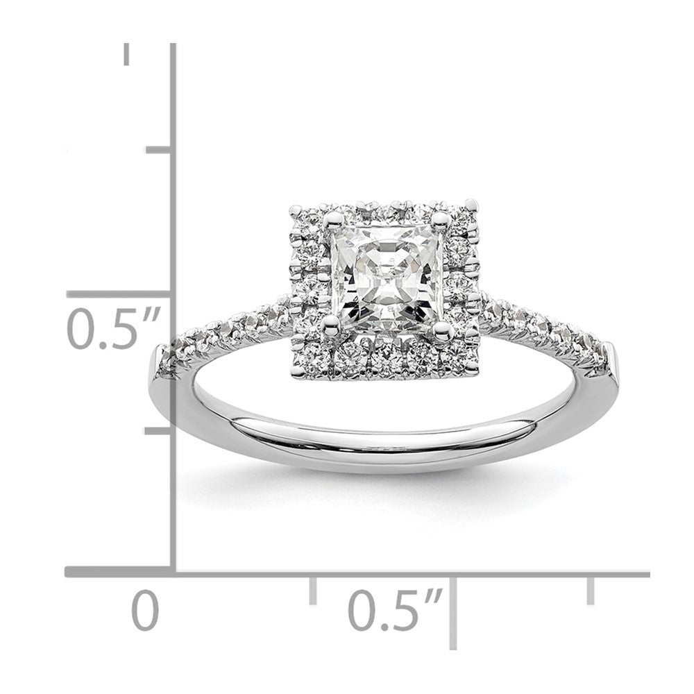 14k White Gold Halo (Holds 3/4 carat (4.9mm) Princess Center) 1/3 carat Diamond Semi-mount Engagement Ring