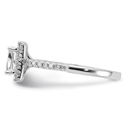 14k White Gold Halo (Holds 1 carat (5.8mm) Princess Center) 1/2 carat Diamond Semi-mount Engagement Ring
