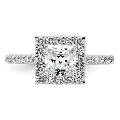 14k White Gold Halo (Holds 1 carat (5.8mm) Princess Center) 1/2 carat Diamond Semi-mount Engagement Ring