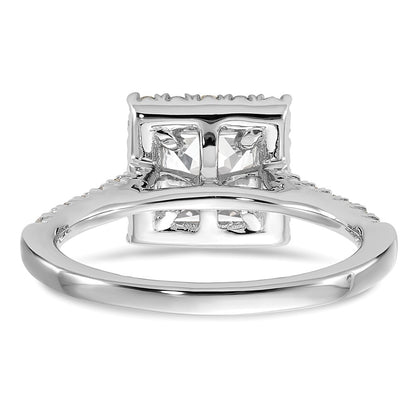 14k White Gold 1/2 carat Lab Grown Diamond VS/SI+ G+ 1 carat Center Princess Semi Mount Halo Engagement Ring