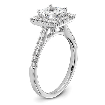 14k White Gold Halo (Holds 1 carat (5.8mm) Princess Center) 1/2 carat Diamond Semi-mount Engagement Ring