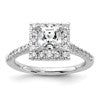 True Origin 14K White Gold 1/2 carat Lab Grown Diamond VS+ F+ Semi-Mount Princess Halo Engagement Ring