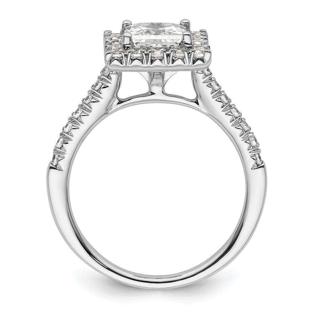 14k White Gold Halo (Holds 1.25 carat (6mm) Princess Center) 1/2 carat Diamond Semi-mount Engagement Ring