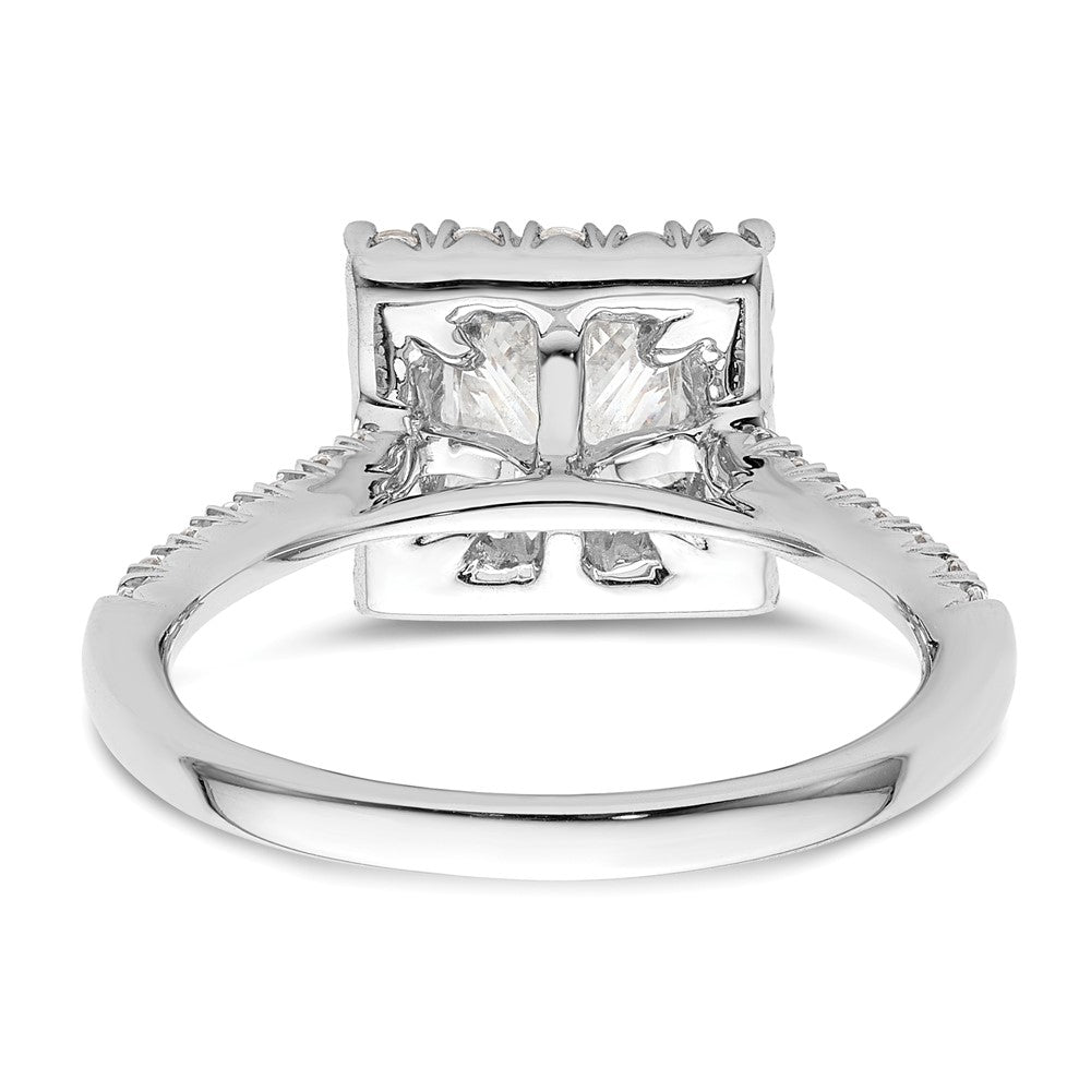 14k White Gold Halo (Holds 1.25 carat (6mm) Princess Center) 1/2 carat Diamond Semi-mount Engagement Ring