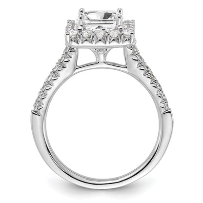 14k White Gold Halo (Holds 1.5 carat (6.4mm) Princess Center) 3/4 carat Diamond Semi-mount Engagement Ring