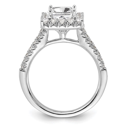14k White Gold Halo (Holds 1.5 carat (6.4mm) Princess Center) 3/4 carat Diamond Semi-mount Engagement Ring