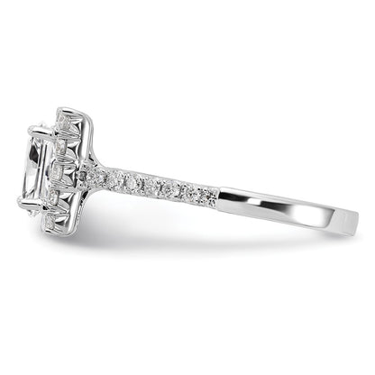 14k White Gold Halo (Holds 1.5 carat (6.4mm) Princess Center) 3/4 carat Diamond Semi-mount Engagement Ring