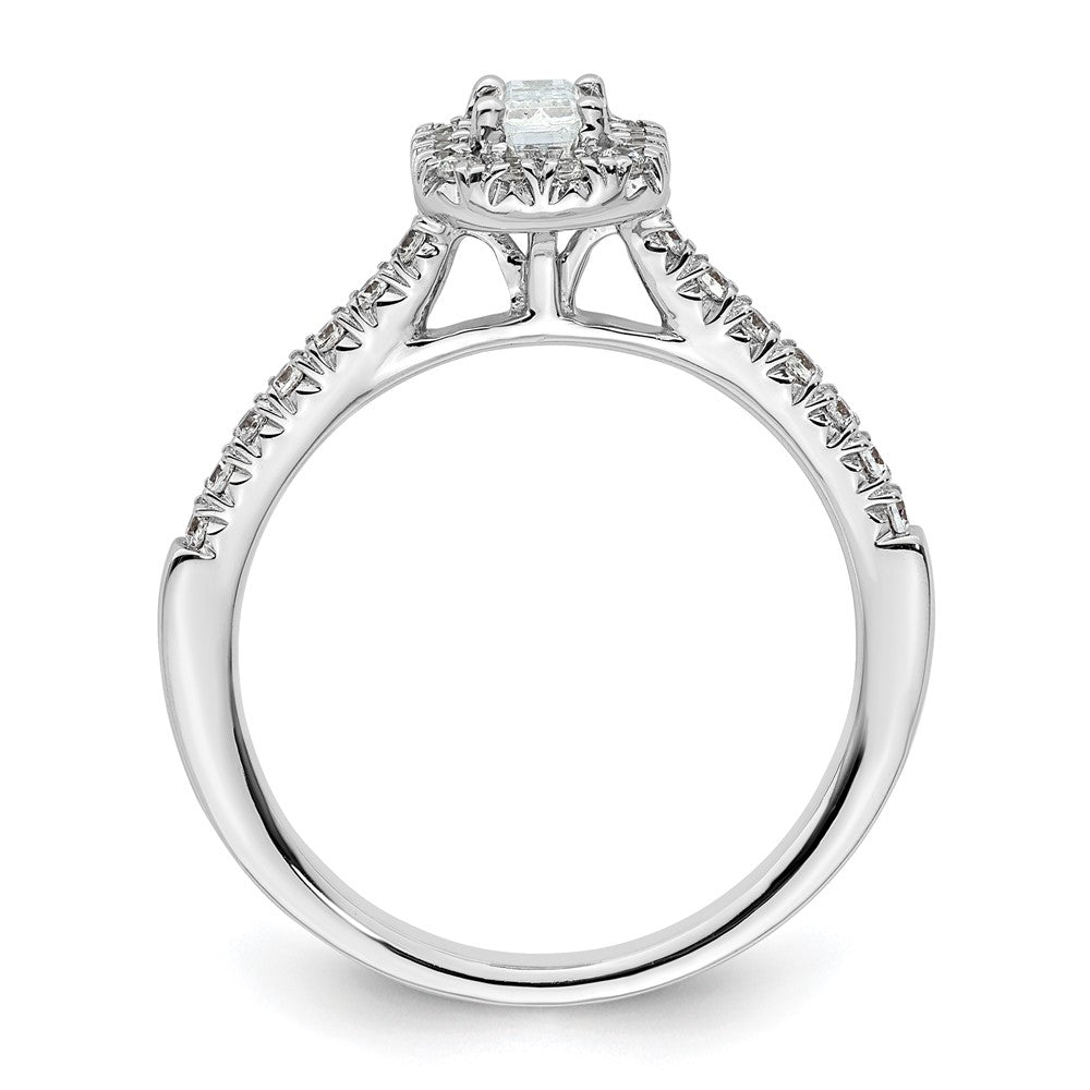 14k White Gold Halo (Holds 1/3 carat (4.8x3.45mm) Emerald-cut Center) 1/4 carat Diamond Semi-mount Engagement Ring