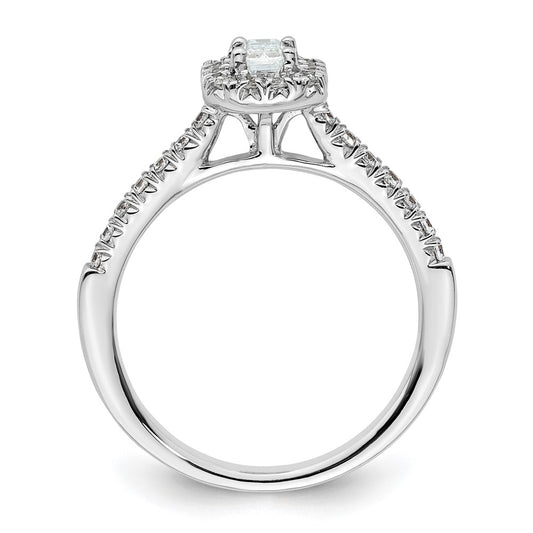 14k White Gold Halo (Holds 1/3 carat (4.8x3.45mm) Emerald-cut Center) 1/4 carat Diamond Semi-mount Engagement Ring