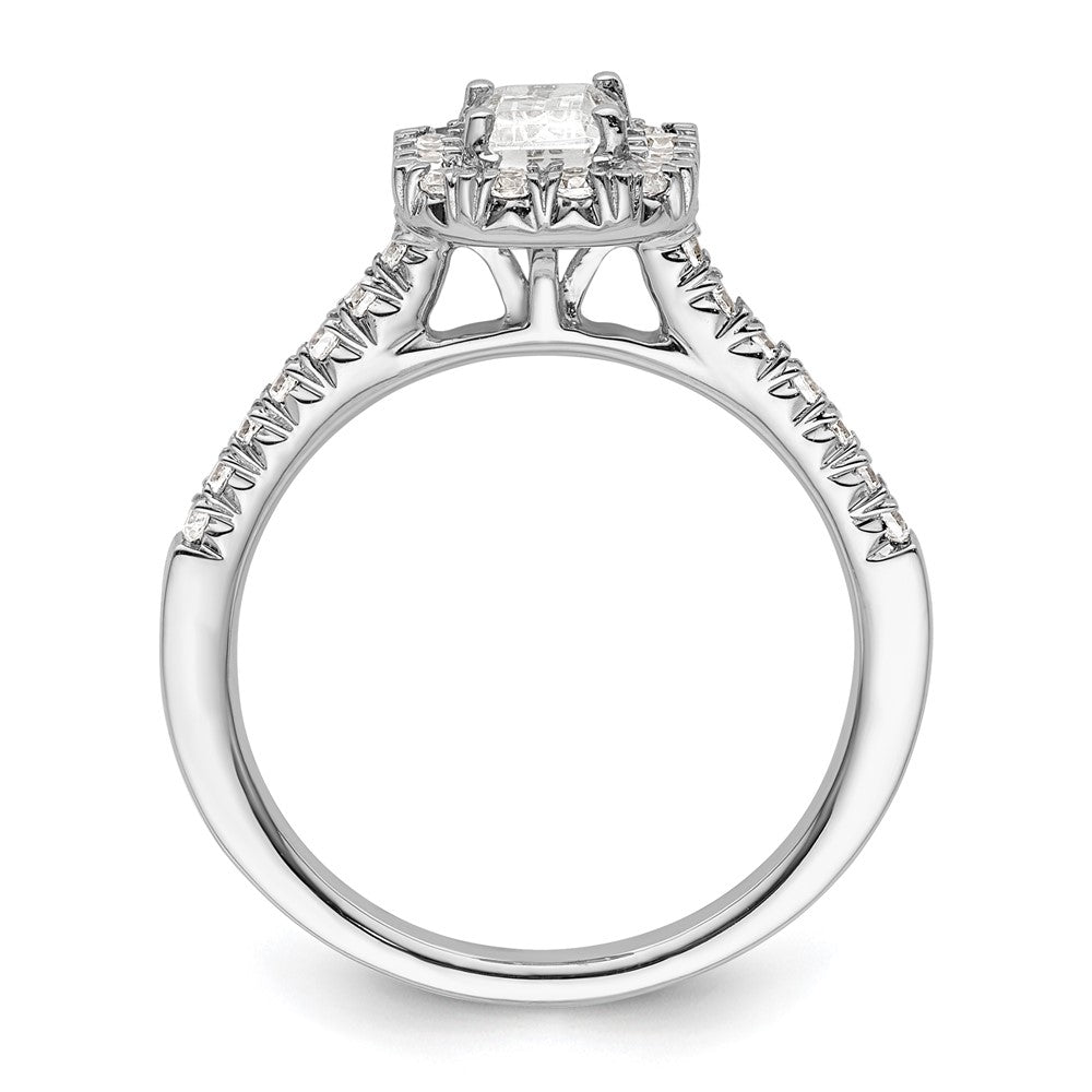 14k White Gold Halo (Holds 3/4 carat (5.7x4.5mm) Emerald-cut Center) 1/3 carat Diamond Semi-mount Engagement Ring