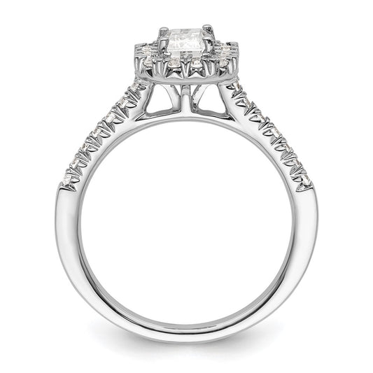 14k White Gold Halo (Holds 3/4 carat (5.7x4.5mm) Emerald-cut Center) 1/3 carat Diamond Semi-mount Engagement Ring