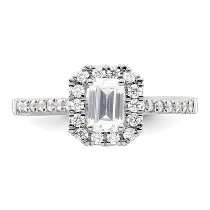 14k White Gold Halo (Holds 3/4 carat (5.7x4.5mm) Emerald-cut Center) 1/3 carat Diamond Semi-mount Engagement Ring