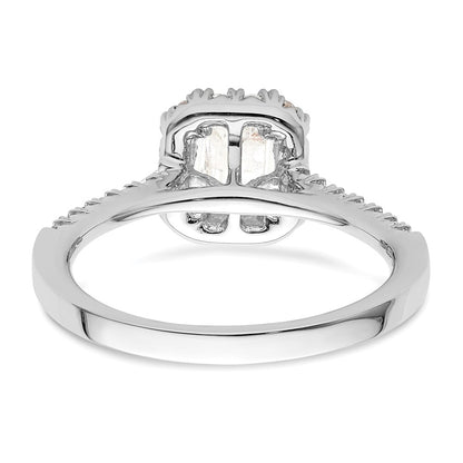 14k White Gold Halo (Holds 3/4 carat (5.7x4.5mm) Emerald-cut Center) 1/3 carat Diamond Semi-mount Engagement Ring