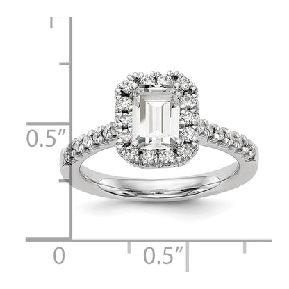True Origin 14K White Gold 1/2 carat Lab Grown Diamond VS+ F+ Semi-Mount Emerald Halo Engagement Ring