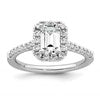 14k White Gold Halo (Holds 1 carat (6.8x4.7mm) Emerald-cut Center) 1/2 carat Diamond Semi-mount Engagement Ring
