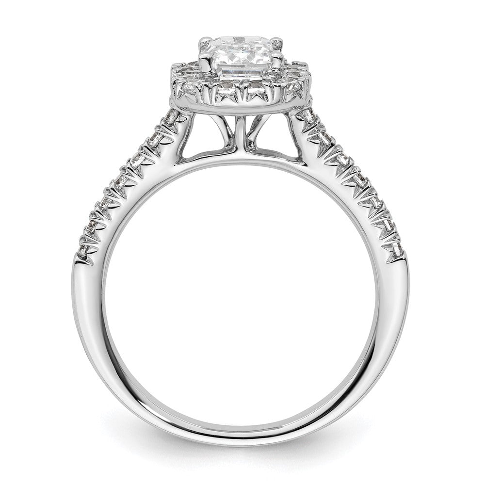 14k White Gold Halo (Holds 1.25 carat (6.8x5.2mm) Emerald-cut Center) 1/2 carat Diamond Semi-mount Engagement Ring