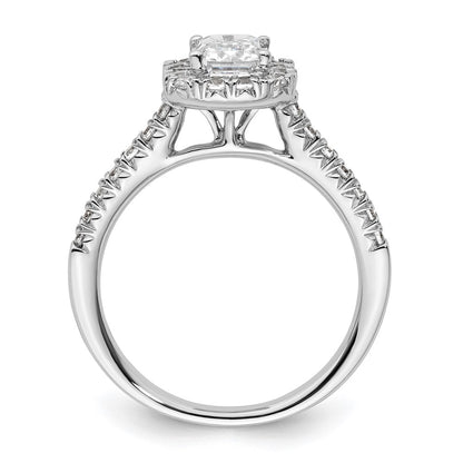 14k White Gold Halo (Holds 1.25 carat (6.8x5.2mm) Emerald-cut Center) 1/2 carat Diamond Semi-mount Engagement Ring