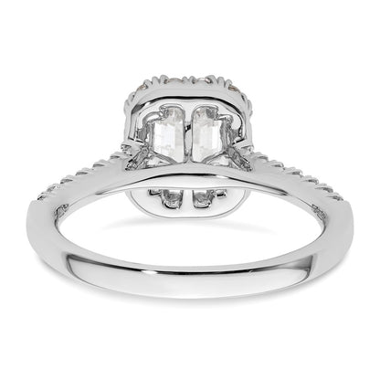 14k White Gold Halo (Holds 1.25 carat (6.8x5.2mm) Emerald-cut Center) 1/2 carat Diamond Semi-mount Engagement Ring