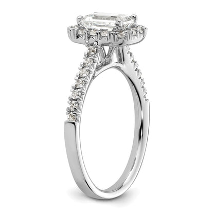 14k White Gold Halo (Holds 1.25 carat (6.8x5.2mm) Emerald-cut Center) 1/2 carat Diamond Semi-mount Engagement Ring